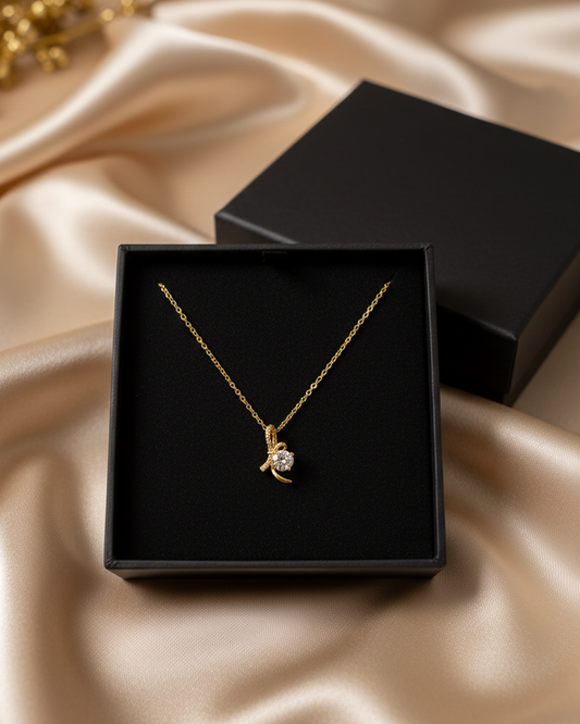 Crystal Bow Stainless Steel Neckchain