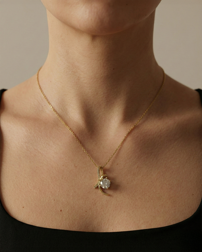 Crystal Bow Stainless Steel Neckchain
