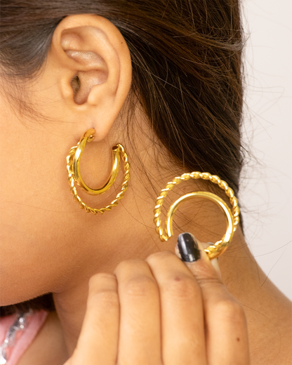 Twist & Shine Stainless Steel Hoop Earring