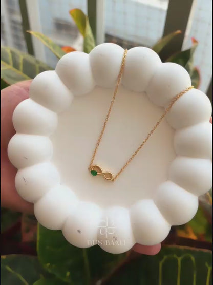 Emerald Infinity Heart Stainless Steel Neckchain