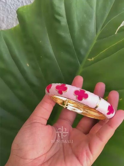 Pink Clover Enamel Bracelet