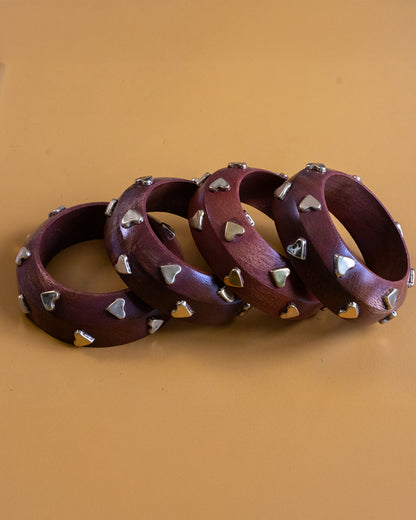 Heart Shape Wooden Handmade Bangle