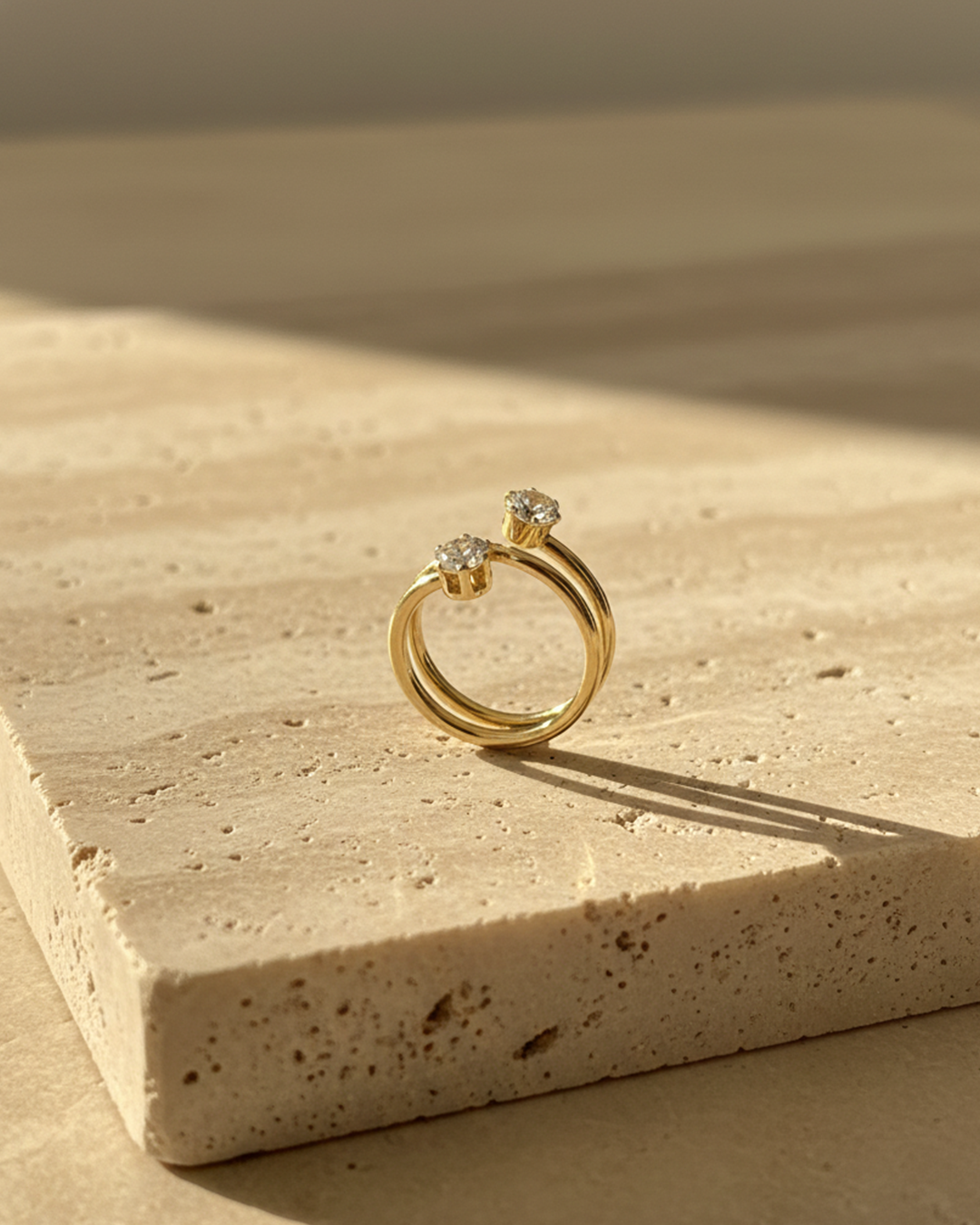 Dual Diamond Anti Tarnish Stainless Steel ring