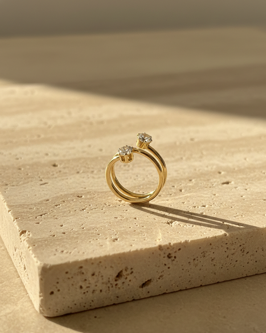 Dual Diamond Anti Tarnish Stainless Steel ring