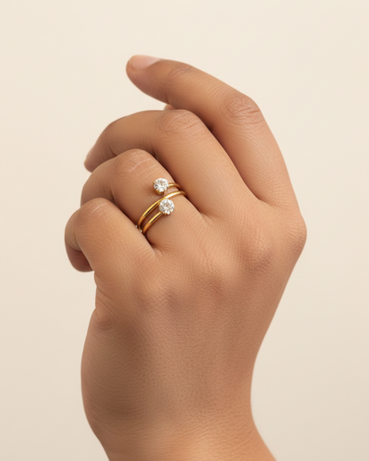 Dual Diamond Anti Tarnish Stainless Steel ring