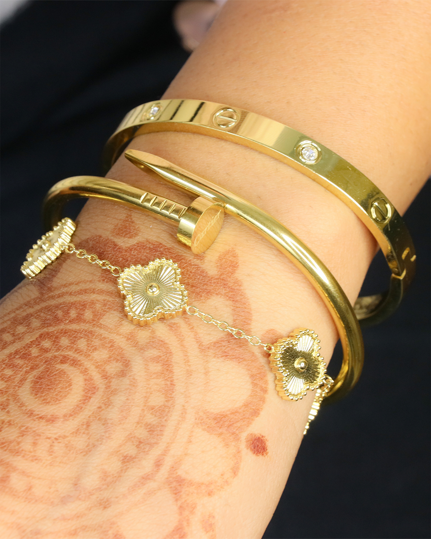 The Iconic Stack with Golden Clover Bracelet