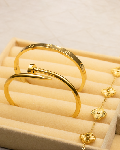 The Iconic Stack with Golden Clover Bracelet